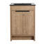 Meuble-lavabo autoportant avec lavabo en céramique et 2 portes d'armoire à fermeture en douceur pour la maison-1338585508