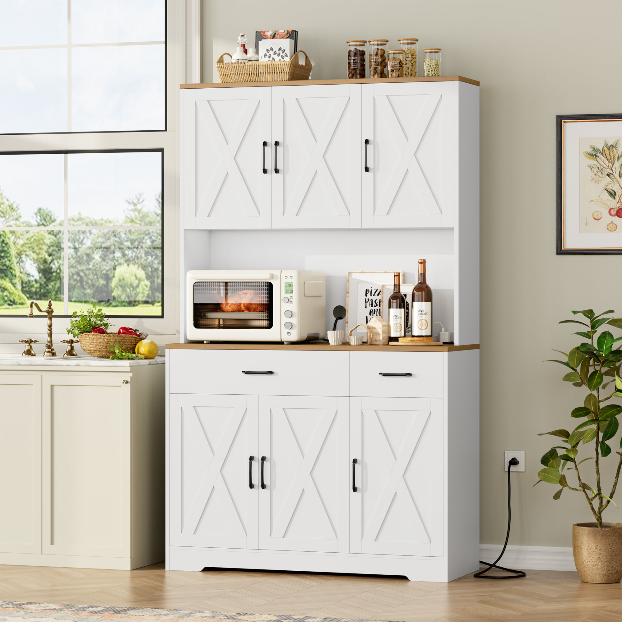 Gracie Oaks 71" H Kitchen Pantry Cabinet & Reviews | Wayfair