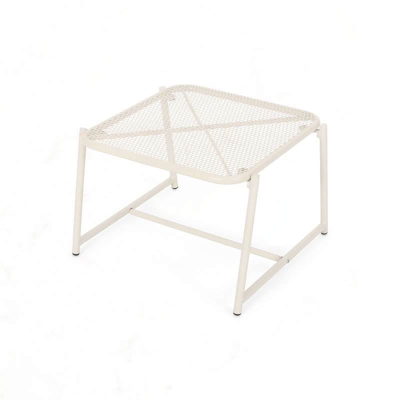 Outdoor Patio Side Table, 13.25" H x 18" W x 19.5" D, Matte White