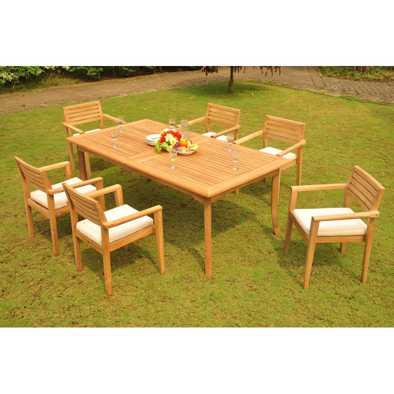 Loehr Outdoor 11 - Piece Teak Dining Set, 29.5" H x 82" L x 42.5" W, 4