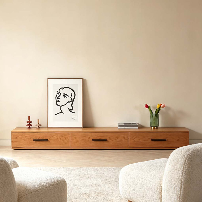 Minimalist 3-Drawer Solid Wood TV Stand