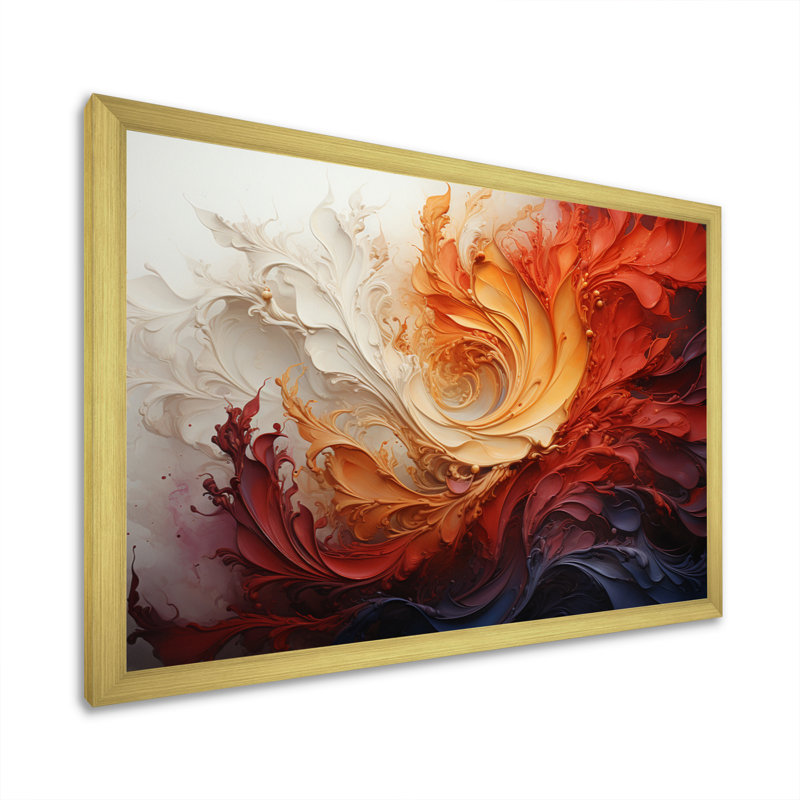 Energetic Spiralscape II - Abstract Spirals, art mural, H 16 po x l 32 po x P 1 po, Cadre doré