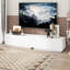 Meuble télé moderne avec design arqué, table basse à double usage avec 4 tiroirs-1668406063