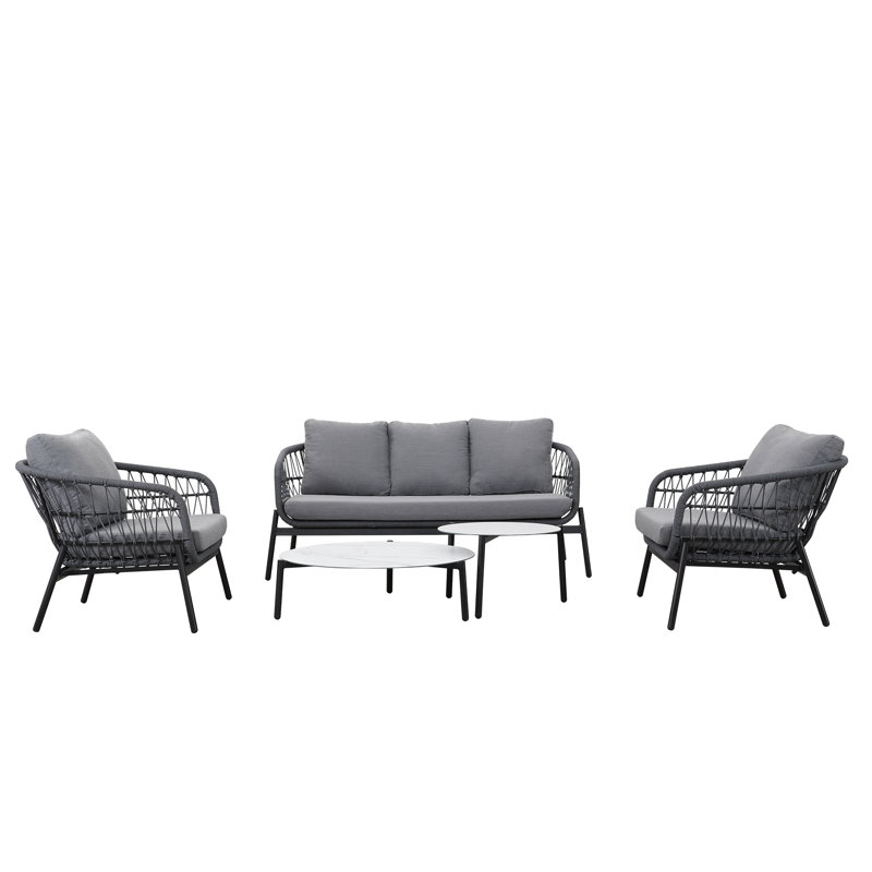 Dundesert 5 - Person Outdoor Seating Group with Cushions, Gray