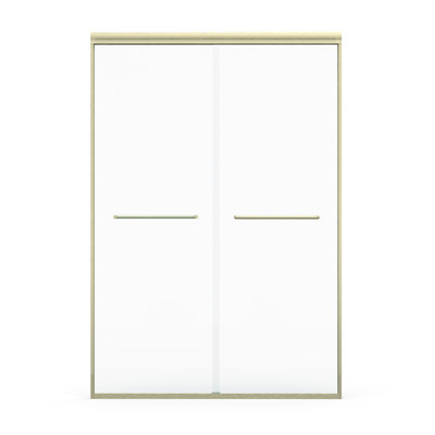 Porte de douche double coulissante de 72 pouces de hauteur, 44 à 48 de largeur, semi avec verre trempé de 1/4 de pouce de 6 mm, or brossé, installation réversible facile à installer et à hauteur élevée, conception à claquement