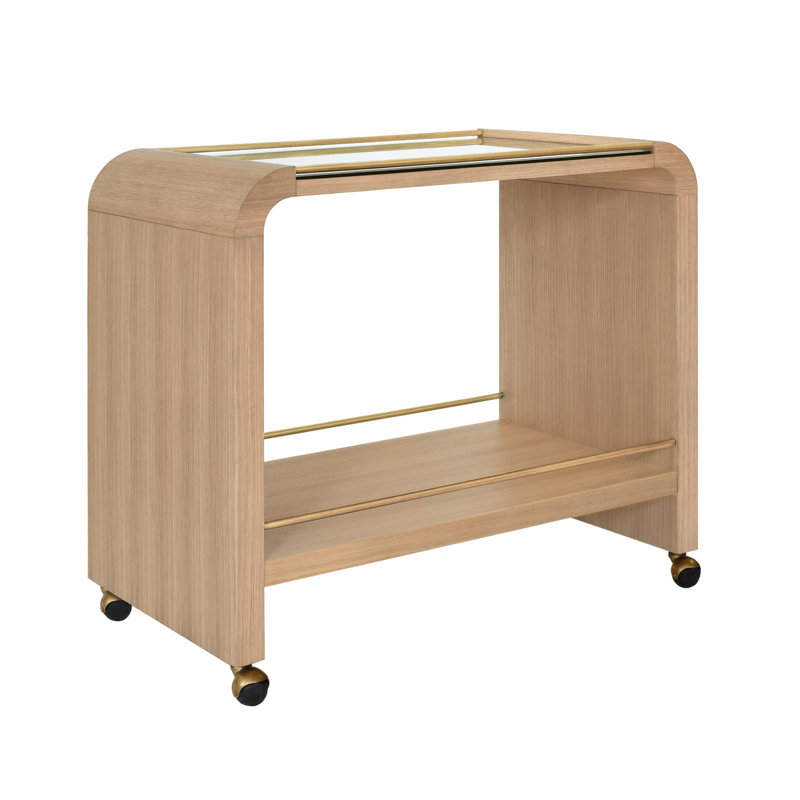 Myer Solid Wood Bar Cart, Natural Oak