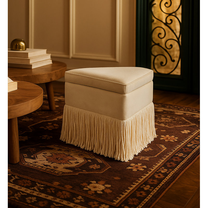 Keyia Velvet Ottoman / Stool, Camel Velvet