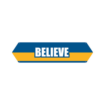 AmTab - CVBannerH-B-1248-EC - Bannière de valeurs de caractère - horizontal - Believe - l 12 po x L 48 po