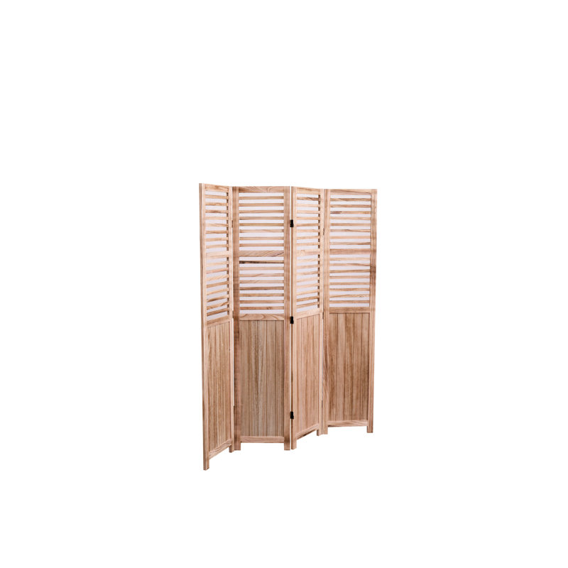 Cloison pliante en bois massif l 55,2 po x H 65 po, 4 panneaux, naturel