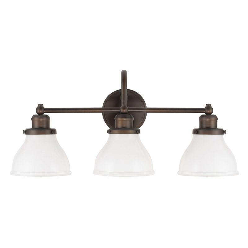 Baxter 3 - Light Dimmable Vanity Light, Milk, Burnished Bronze
