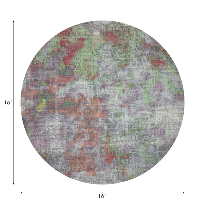 Impressionism Richesse Pebbles 16" Vinyl Placemat, Orange/Green