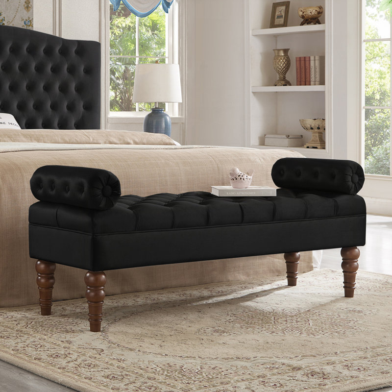Upholstered Window Bench, Black
