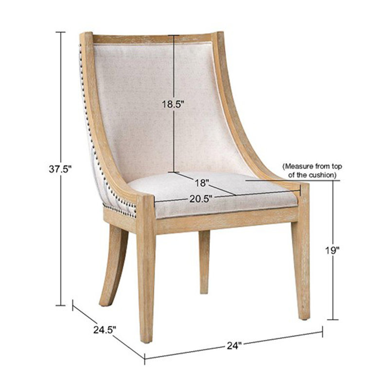 Chaise rembourrée avec garniture cloutée, Beige / Naturel