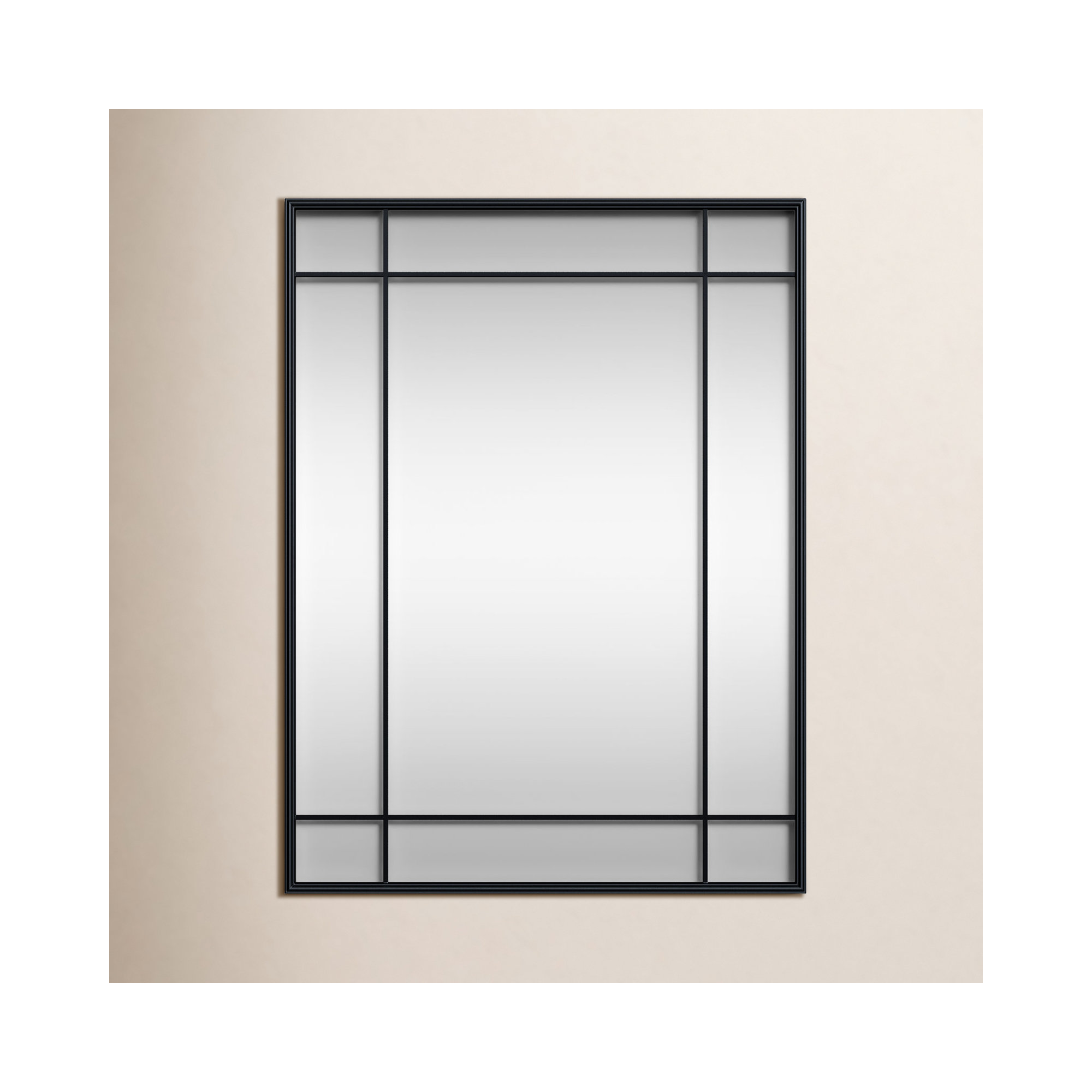 Chancey Iron Rectangle Wall Mirror, 40"H x 30"W, Black