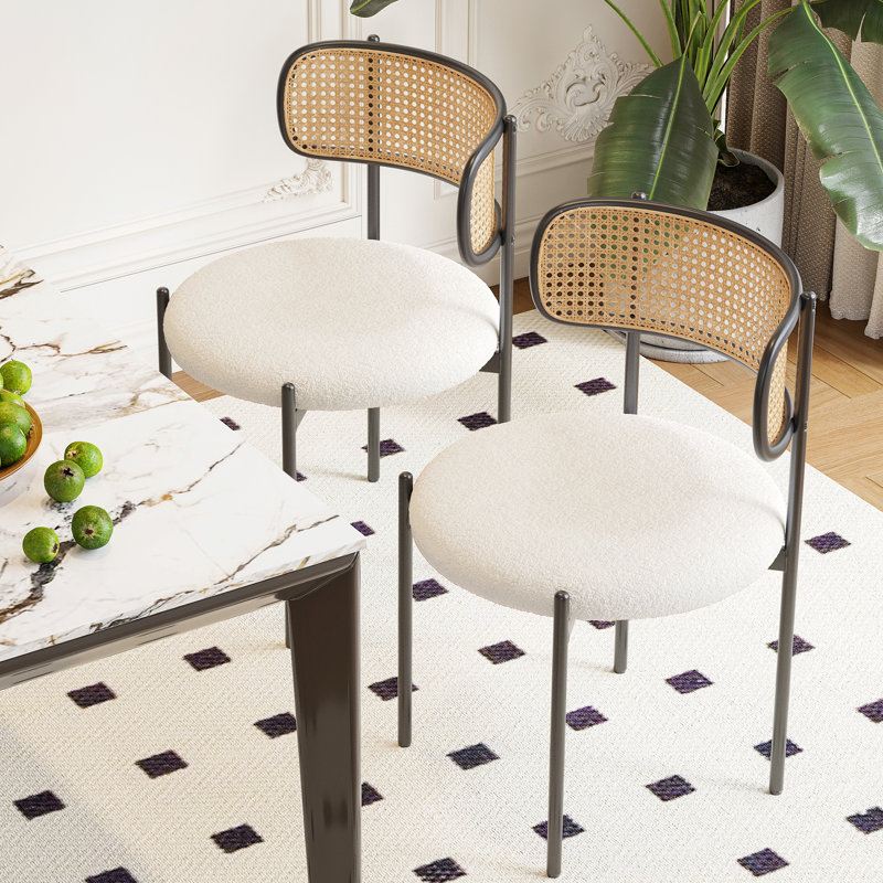 Amett 17.3'' H Upholstered Cane Back Side Chair, Beige