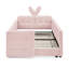 Lit plateforme tapissier simple avec tête de lit en forme d'oreille de lapin mignon, avec barrière de sécurité et poche-1576205103