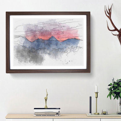 Mountain Ridge Sunset in Abstract - Picture Frame Graphic Art Print