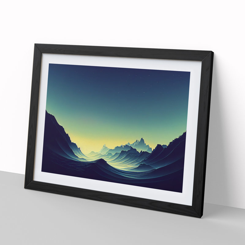 View Of The Mountains - Single Picture Frame Painting, Black, 46cm H x 64cm W x 2cm D