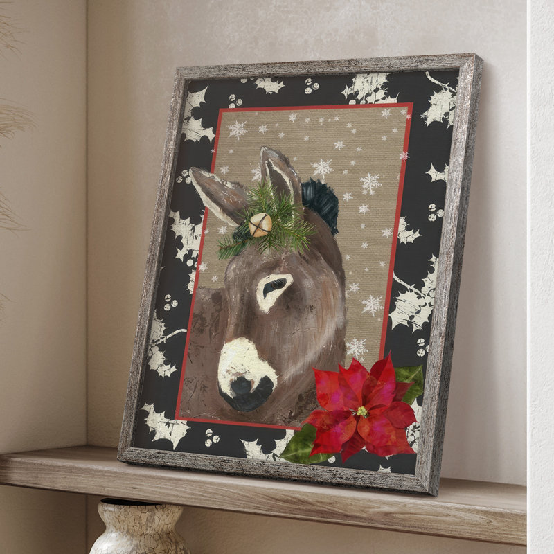 «County Christmas Farm III», reproduction encadrée - bois massif