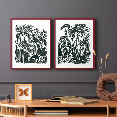 Encre Jungle III - reproduction encadrée de qualité supérieure - prête à être accrochée - aucun clou requis - aucun clou requis