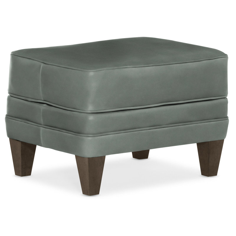 Willow Ottoman, Cobblestone, Aline Fumo Genuine Leather