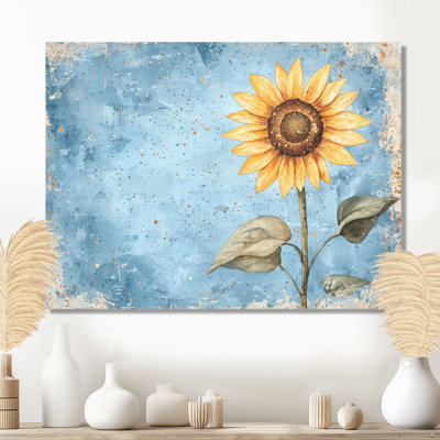 Minimal Symphony Of A Sunflower III - Floral, décoration murale en métal, tournesol