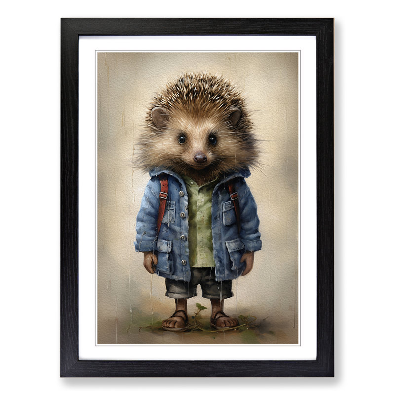 Hedgehog with Glasses Painting - Framed Print