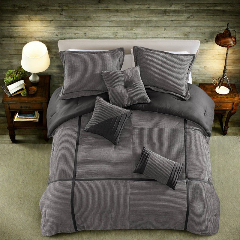 Cozy 7 Piece Bedding Sets, Micro Corduroy Queen Modern Home Comfort