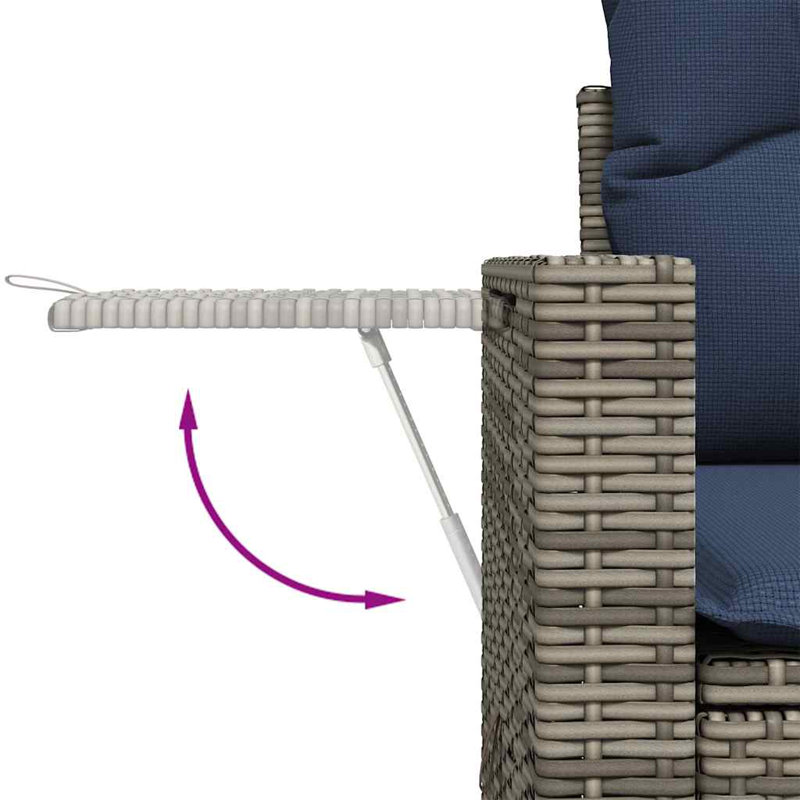 Ensemble de canapé de patio 7 pièces avec coussins en rotin de polyester gris
