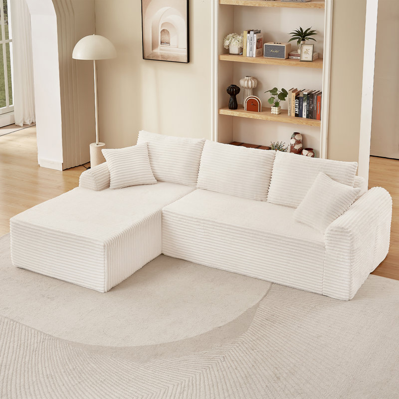 Canapé modulaire, ensemble de chaise longue à compression complète de 103 pouces avec accoudoirs arqués élégants, tissu en velours côtelé de qualité supérieure avec base antidérapante sécurisée, ensemble de confort complet avec coussins et co
