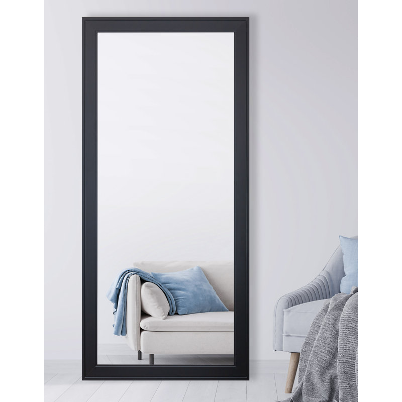 Eladia Engineered Wood Flat Mirror, Black , 65.5" x 30.5"