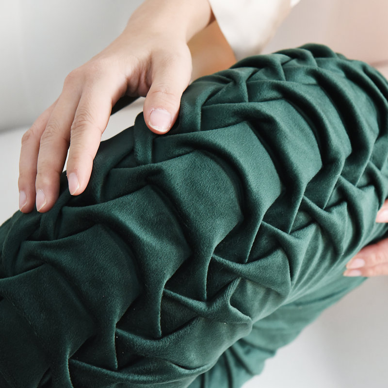 Velvet Round Throw Pillow, Emerald