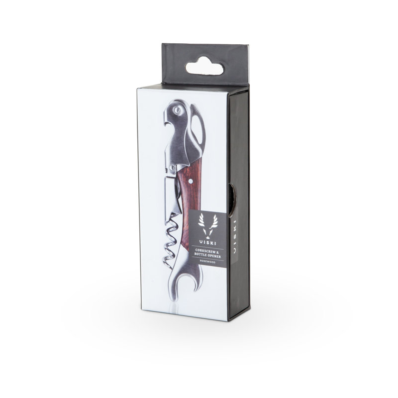 Oversized Stainless Steel Corkscrew with Polished Wood Handle