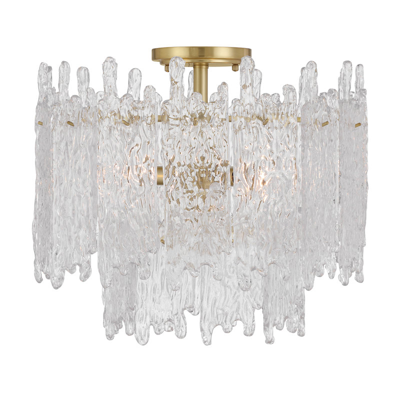 Libby Langdon Grecia 3 Light Aged Brass Semi Flush Mount