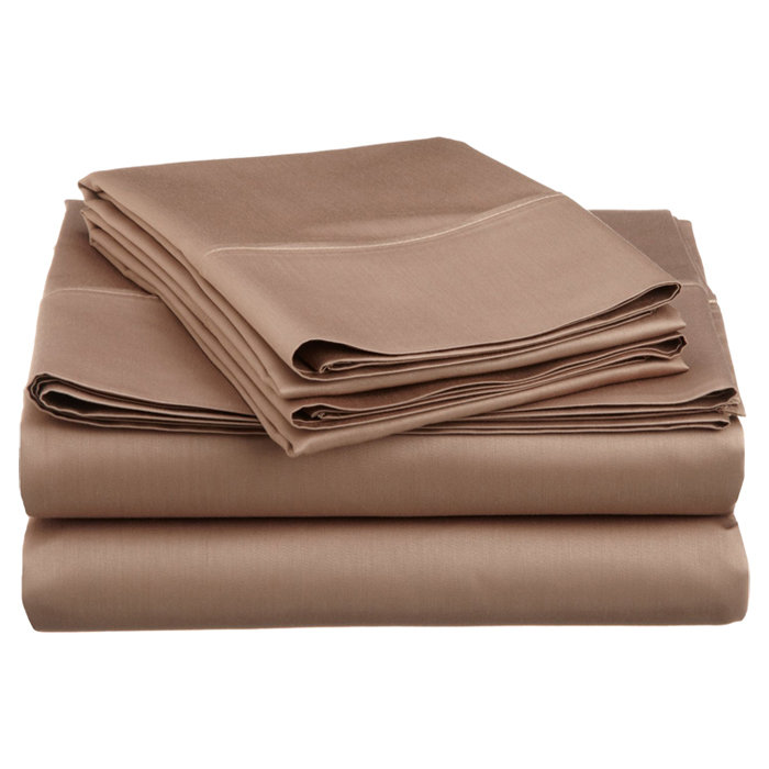 Aniello Cotton Blend 600 Thread Count Solid Duvet Cover Set, Twin Duvet Cover + 1 Standard Sham, Taupe