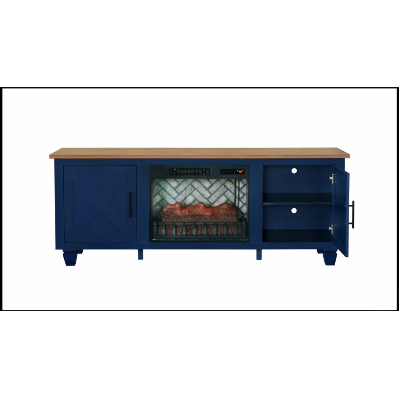 Console multimédia 1 pièce avec foyer électrique, tablettes réglables et armoire latérale, parfaite pour les espaces de vie modernes et confortables