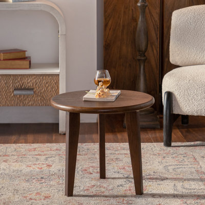 19.7" Solid Round Wood End Table With Three-Legged Base Blends Modern and Farmhouse Styles For Living Room&Bedroom