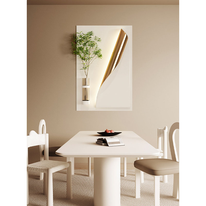 Décoration murale de plantes crémeuses en pot hydroponique vert, H 30,31 po x l 19,69 po x P 1,57 po