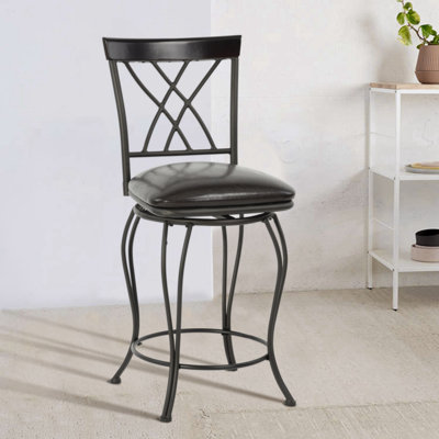 Upholstered Counter Stool with Metal Frame
