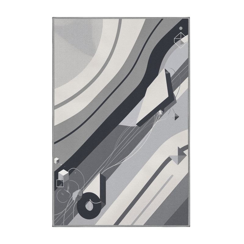 Tapis abstrait moderne et contemporain lavable à la machine Orfelinda, 8x12