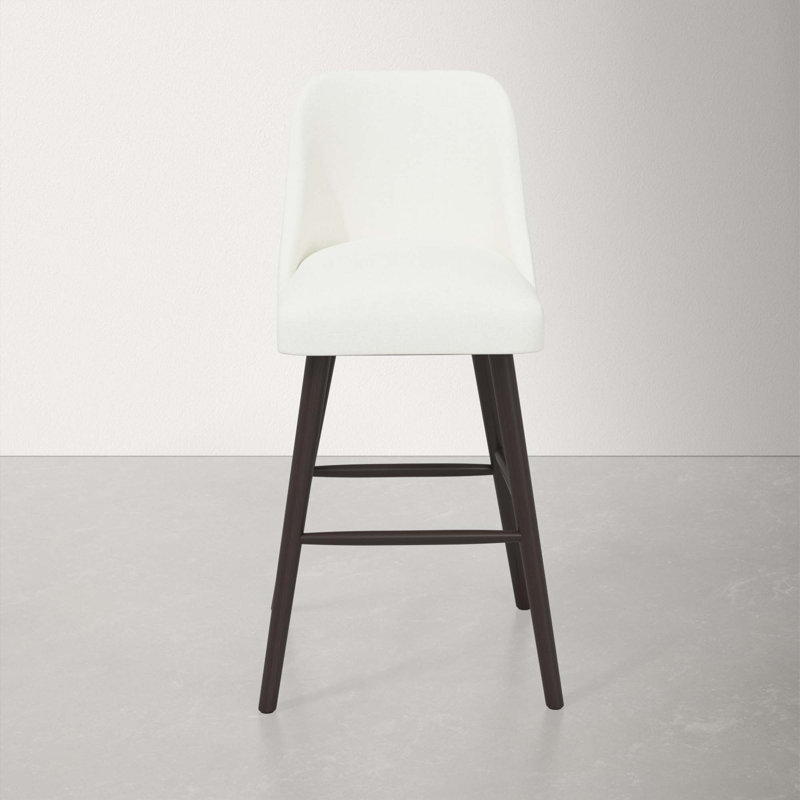 Tabouret Gallie, Tabouret de bar (siège d'une hauteur de 31 po), Espresso, Lin blanc texturé Zuma