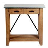 Crockett Industrial Rustic Solid Wood Frame Rectangular Console Media Table With Storage