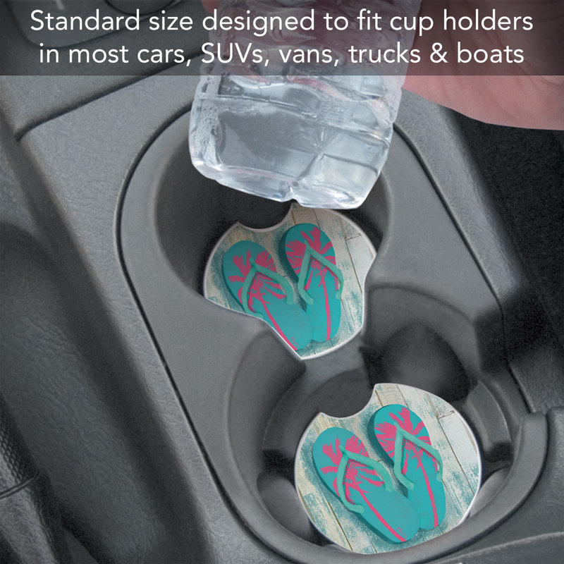 Pompano Beach Sandals 2 Pack Absorbent Stone Car Coasters
