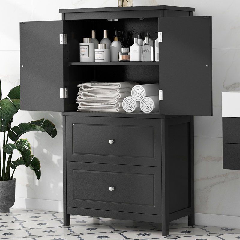 Armoire de salle de bain autoportante 43,3 po Webster, Noir