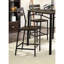 Table carrée 5 pièces à hauteur de comptoir avec 4 chaises hautes à dossier à lattes en brun antique et noir, style industriel pour 5 personnes de style transitionnel, avec table en bois et métal noir