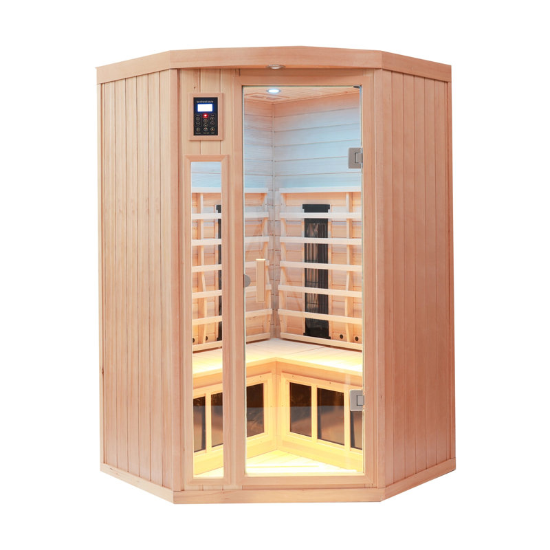 Indoor Far Infrared Sauna - Hemlock Wood Sauna with Low EMF, Pentagonal Design and Digital Control Panel for Home Wellness