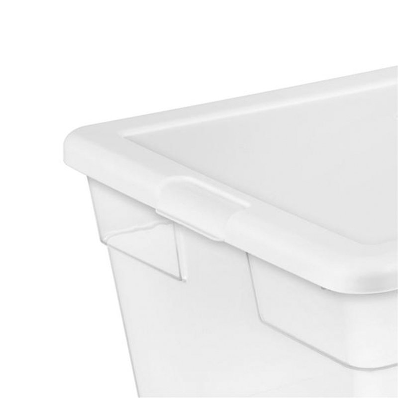 Clear Stackable Plastic Storage Box with White Lid, 56 Quart