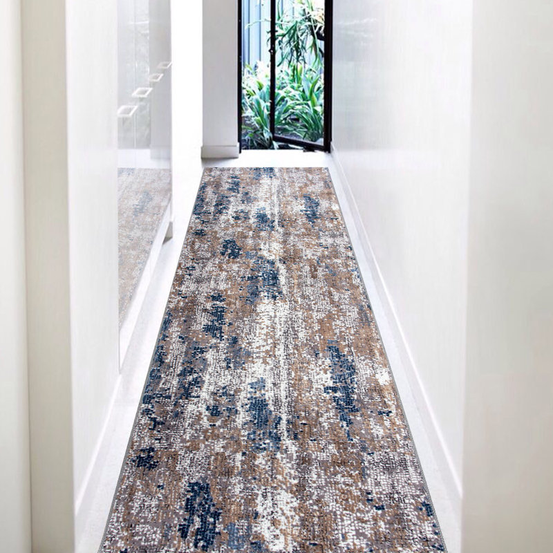 Josue Machine Woven White/Black/Brown Rug, Runner 100 x 350cm