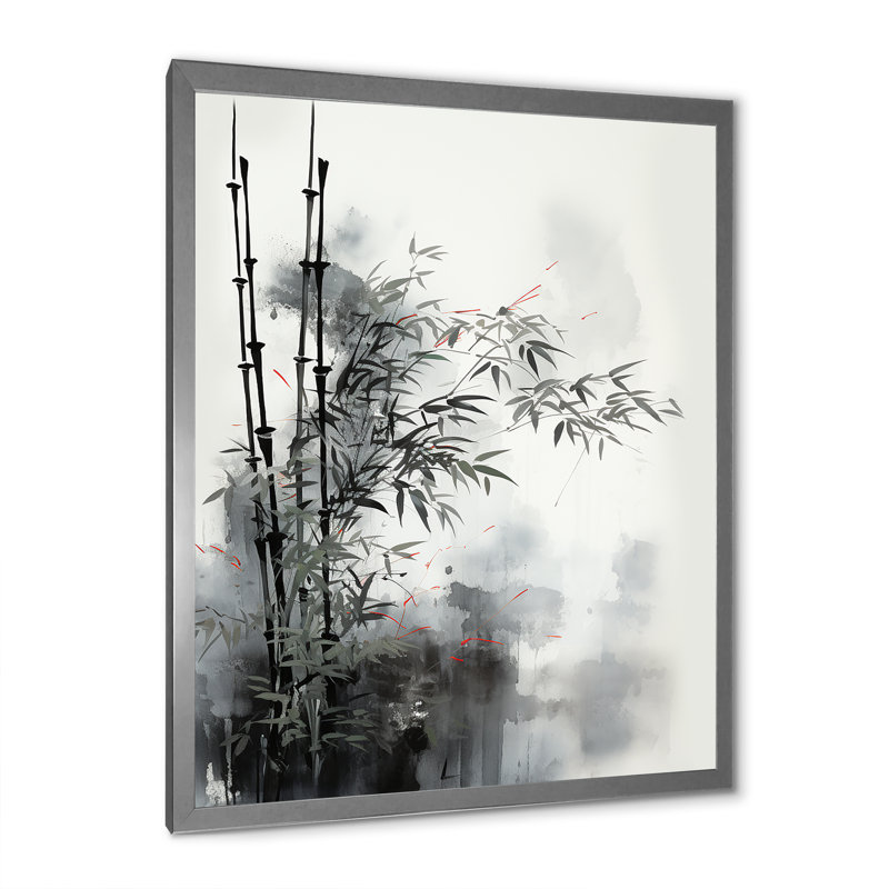 Isotta Asian Art Classics Sumi I - décoration murale asiatique, H 32 po x l 16 po x P 1 po, Cadre photo argenté