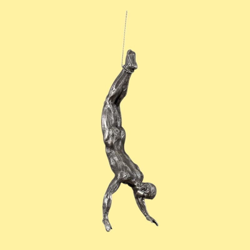 3D Resin Climbing Man Wall Sculpture Handmade Wall Art Home Decor Sculptures, Silver